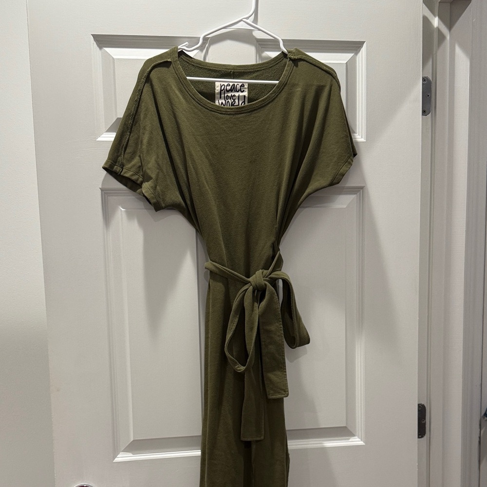 Peace Love World Olive Green Midi Dress